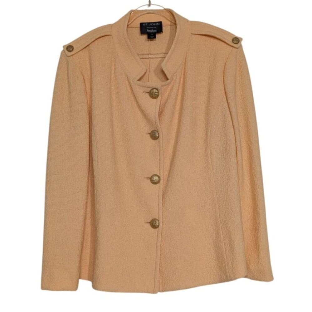 St John for Neiman Marcus Knit Jacket Womens Size 10 Orange Long Sleeve Blazer